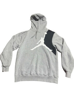 Air Jordan Men’s Jumpman Big Logo Hoodie Sweatshirt Size Medium Gray White